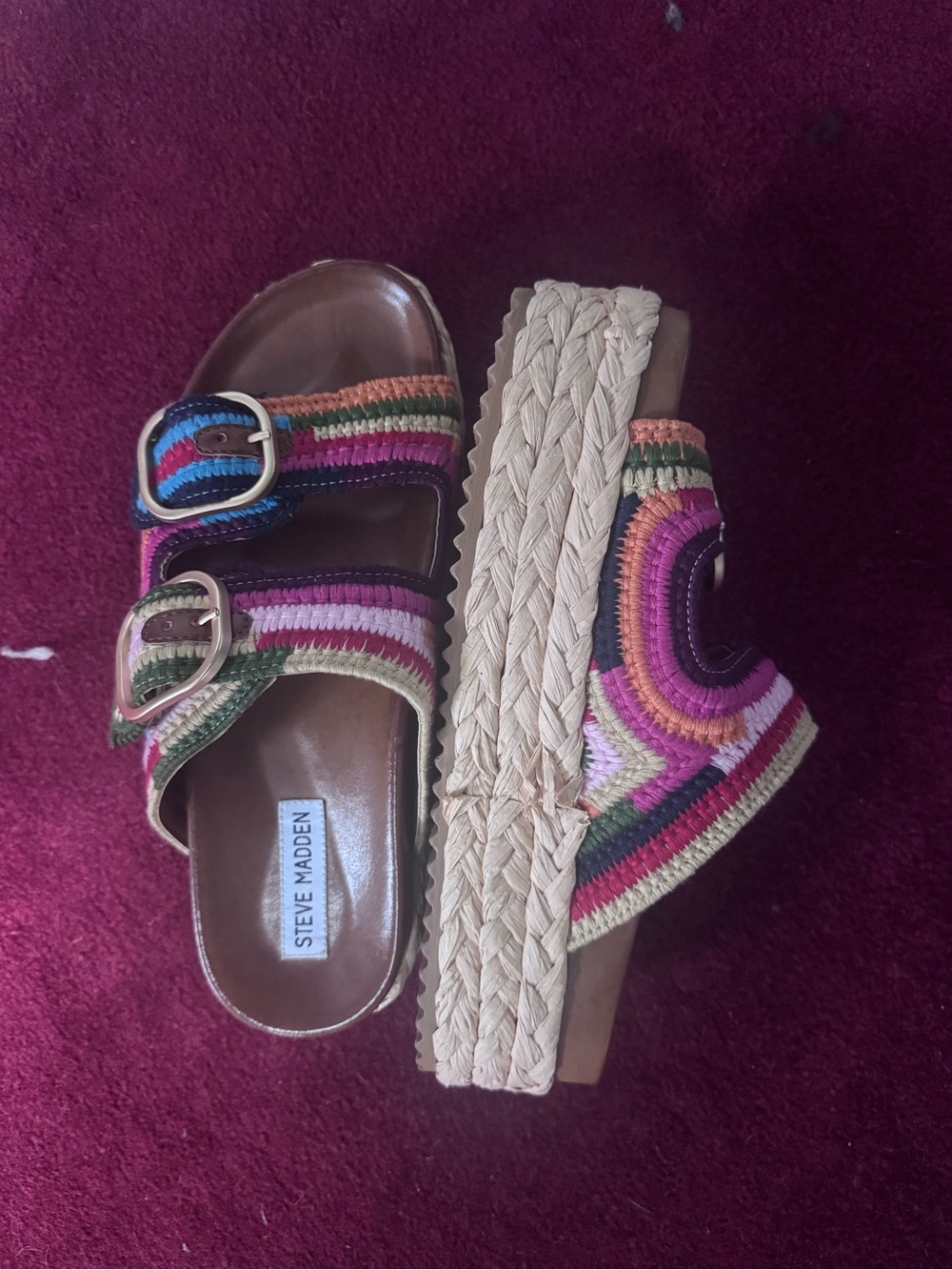 Steve Madden Multicolor Woven Espadrille Platform Mules - Picture 5 of 5